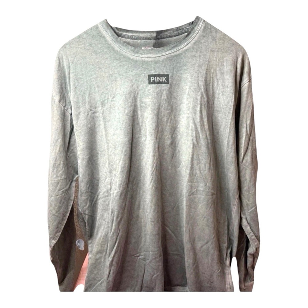 Victoria's Secret PINK Women's L Oversized Logo Long Sleeve Tee Casual Top